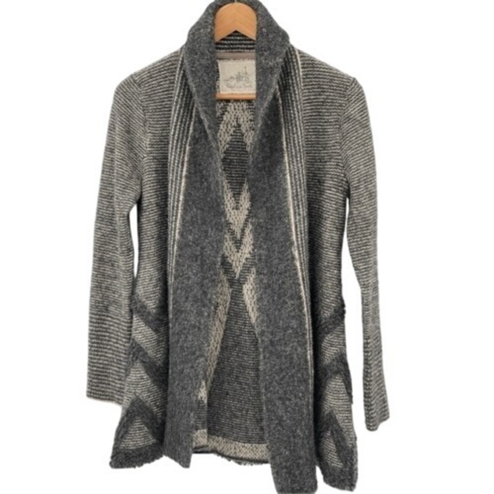 Anthropologie Angel of the North Sweater Cardigan Women Medium Gray Open Long